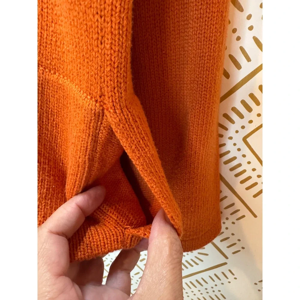 Eileen Fisher Sweater Womens L Orange Zip Up Mock Neck Casual Summer Layering‎